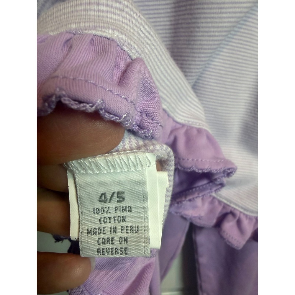Squiggles by Charlie Girls Purple Pima Cotton Castle Ruffle Pajama Set 4/5 - Picture 7 of 8